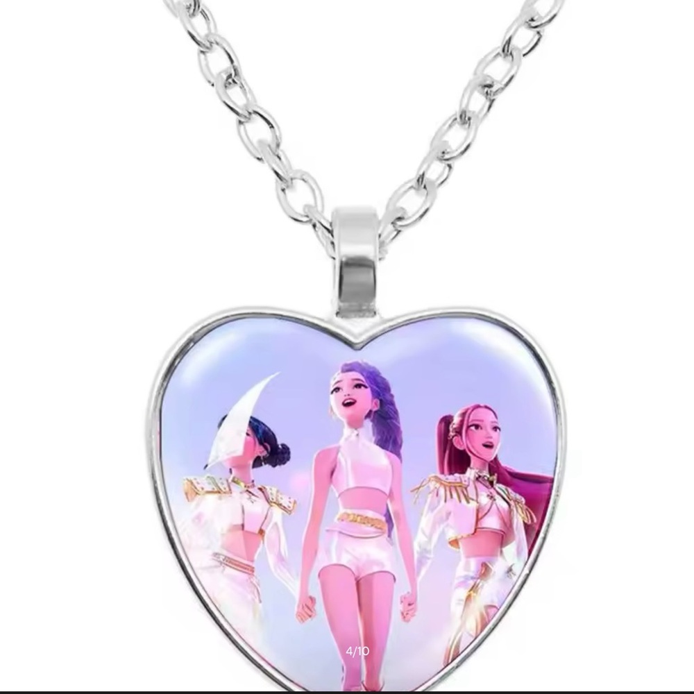 K-POP DEMON HUNTER Silver Heart Pendant Necklace